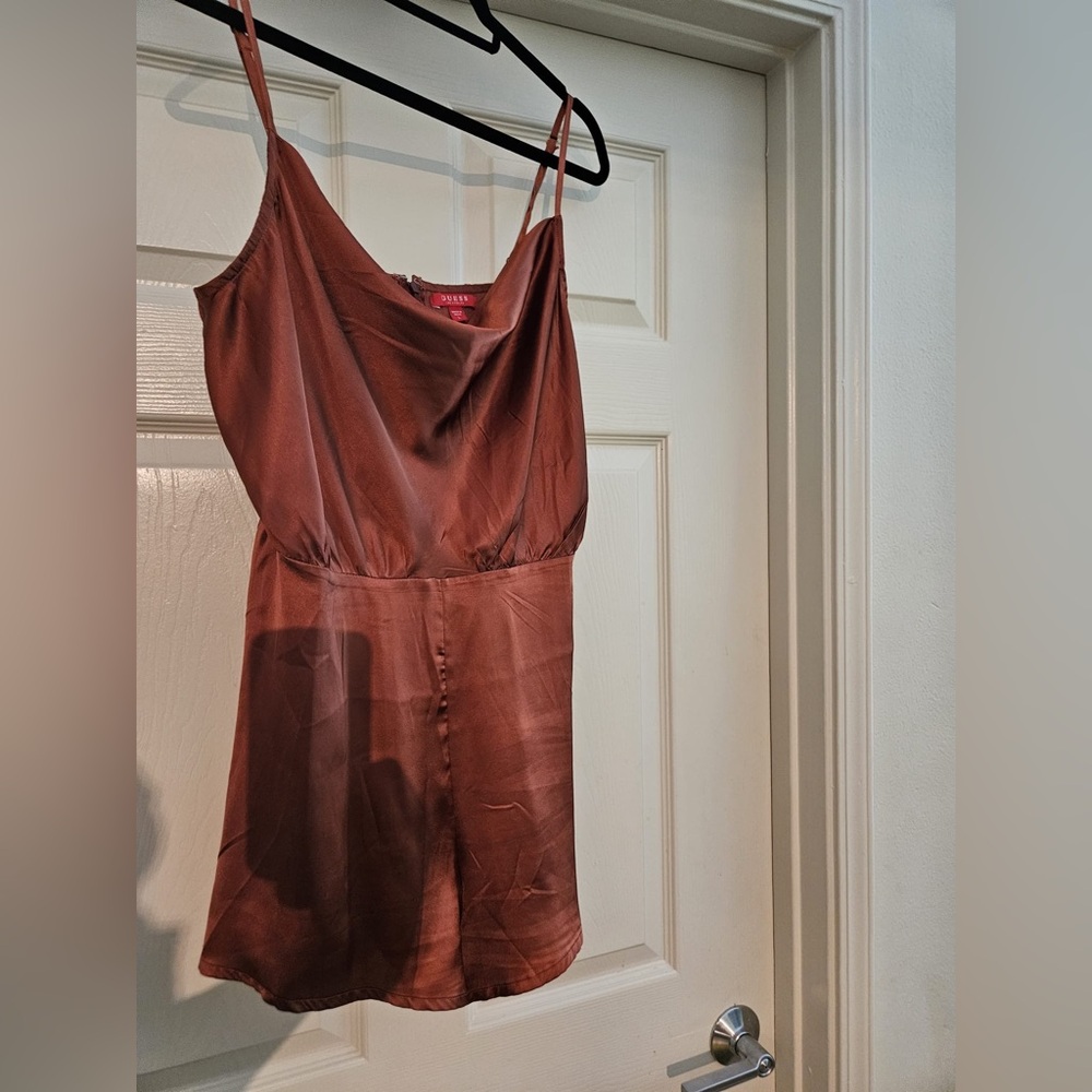 Rust color satin romper